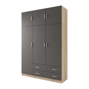 Dulap cu 3 usi Alvia, Antracit, 150x51x240 cm - Img 3