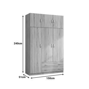 Dulap cu 3 usi Alvia, Sonoma, 150x51x240 cm - Img 5