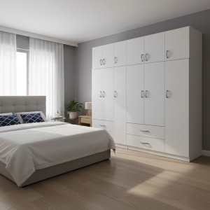 Dulap cu 6 usi, Athos, V15, Alb, 180x42x240 cm