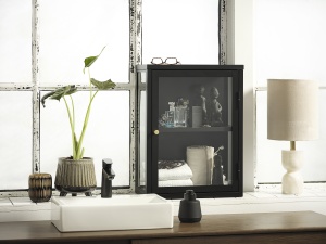 Dulap cu vitrina CARMEL, Negru, 25x60x45 cm - Img 4