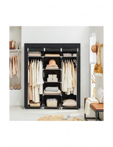 Dulap de haine pliabil, Songmics, Negru, 175 x 150 x 45 cm - Img 3