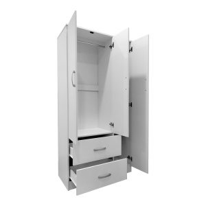 Dulap haine cu 3 usi si sertare Lego Alb 90x42x180 cm - Img 2