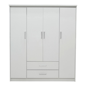 Dulap Olympus cu 4 usi si sertare alb 159x57x183 cm - Img 2