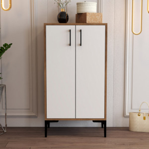 Dulap Pantofi Prag - Walnut, Alb - Img 2