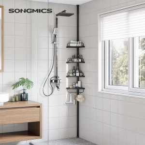 Etajera coltar fara prindere in perete, Songmics, Negru, 35x25x(85-305) cm - Img 2