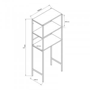 Etajera pentru rufe Zermin metal - melaminat culoare lemn natural - negru 70x25x150cm - Img 3