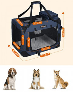 Geanta de transport animale, Feandrea, Albastru-Negru, 70.0x52.0x52.0 cm - Img 3