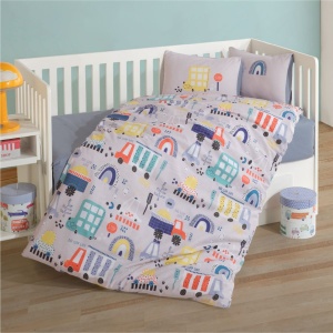 Lenjerie Patut Bebe Big City Albastru (Bumbac 100%)