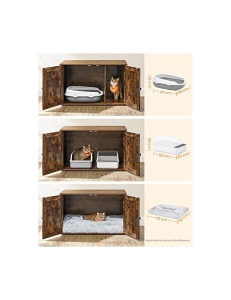 Litiera pentru pisici, Feandrea, PCL002X02, 80 x 53 x 49.2 cm, Maro - Img 7
