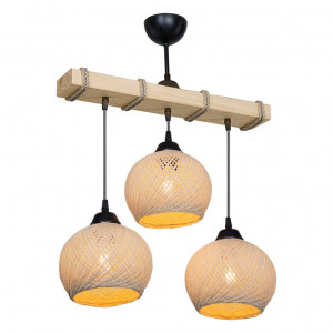 Lustra cu trei lumini PWL-1120, E27 crem-natural, 50x20x63 cm - Img 3