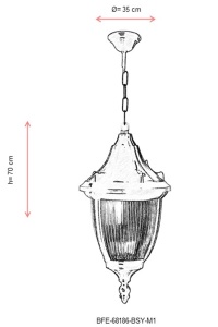 Lustra de exterior M1 Negru 70x35 cm - Img 3