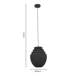 Lustra Kelsy E27 metal negru 30x30x122 cm - Img 4