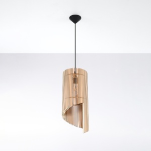 Lustra suspendata Alexia din lemn, Natural 21x21x120 cm - Img 2