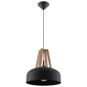 Lustra suspendata Casco din lemn, Negru 30x30x85 cm