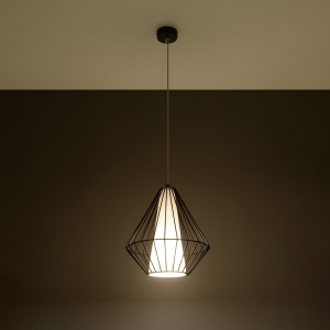 Lustra suspendata Demi Negru 28x28x130 cm - Img 3