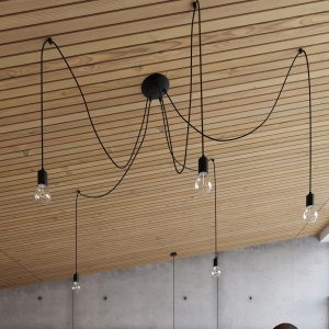Lustra suspendata Edison Negru 300x150x150 cm - Img 7