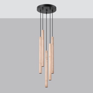Lustra suspendata Pastelo din lemn, Natural 25x25x110 cm - Img 2