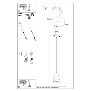 Lustra suspendata Qubic Gri 10x10x120 cm - Img 5