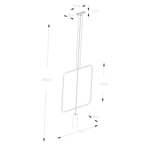 Lustra suspendata Rana Negru 61x6x175 cm - Img 8
