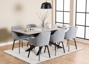 Masa dining Irwine, Gri, 76x210x90 cm - Img 4