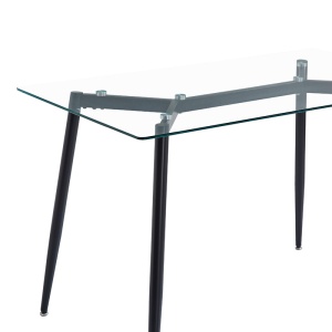 Masa dining Quana, Pako World, Sticla, Picioare negre, 120x70x75 cm - Img 6