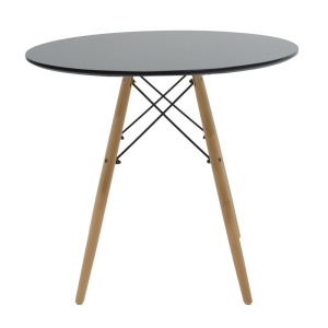 Masa Julita MDF cu blat negru si picioare naturale 80x80x73 cm - Img 2