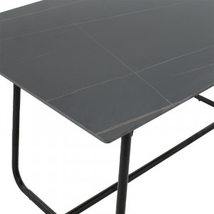 Masa Revello imitatie de piatra aspect marmura neagra - picior metal negru 150x90x75cm - Img 6
