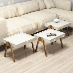 Masuta Auxiliara Roma - Walnut, Crem - Img 2