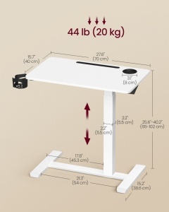 Masuta de laptop Vasagle Alb 70x40x102 cm - Img 6