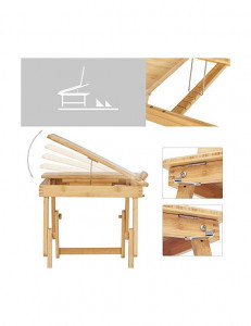 Masuta pentru laptop, Songmics, Natural, LLD01N, bambus, 34 x 65 x 29 cm - Img 4