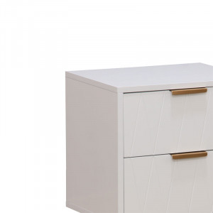 Noptiera Culture cu 2 sertare culoarea alba cu picioare aurii 40x35x52cm - Img 2