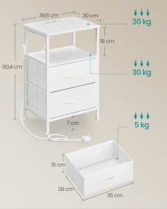 Noptiera Songmics Alb 39.6x30x60.4 cm - Img 5
