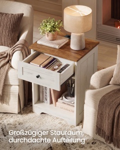 Noptiera Vasagle, Siren, Alb Rustic, 140x80x73-121 cm - Img 3