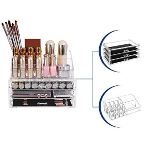 Organizator cosmetice machiaj, Songmics, Transparent, 23.8x15.3x18.8 cm - Img 4