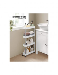 Organizator cu roti, Songmics, 42 x 13.5 x 87 cm, 4 rafturi, KSC08WT, Alb - Img 2