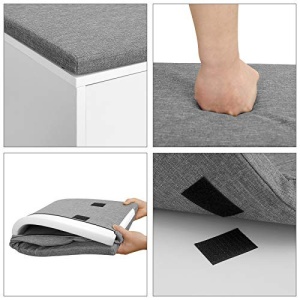 Pantofar bancuta hol cufar cu depozitare, Vasagle, Alb-Gri, 100x30x48 cm - Img 7