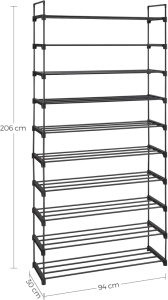Pantofar modular Negru Songmics 92x30x194 cm - Img 2