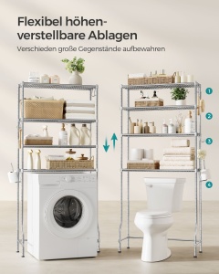 Raft baie WC Songmics Gri 83x30x179 cm - Img 4