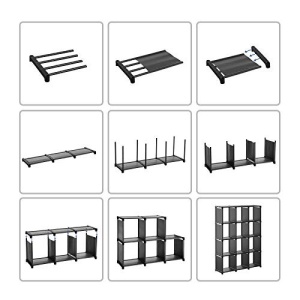 Raft de depozitare, Songmics, Negru, 105x30x140 cm - Img 7