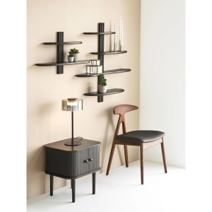 Raft de perete Aliano, Negru, 17.5x80x88 cm - Img 3