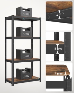 Raft metalic, Songmics, Negru, 520 kg 40 x 80 x 160 cm - Img 8