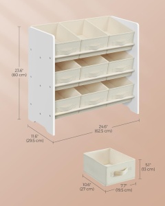 Raft organizare jucarii copii Alb Songmics 62.5x29.5x60 cm - Img 2