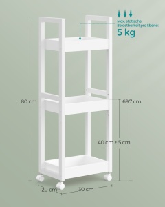 Raft pentru baie Songmics Alb 30x20x80 cm - Img 6
