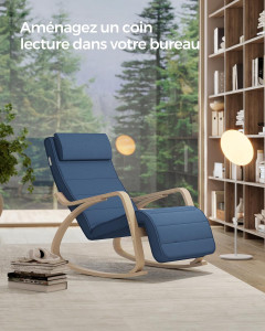 Scaun balansoar, Songmics, Albastru, 121.5x67x84 cm - Img 5