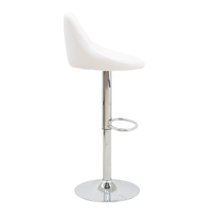 Scaun bar Boronez inaltime ajustabila piele ecologica PU alb baza cromata 47x49x112 cm - Img 4