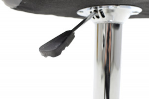 Scaun de bar Coozy reglabil pe inaltime stil capitonat din metal cromat cu PVC negru - Img 8