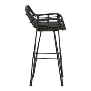 Scaun de bar de grădină Naoki Negru 52x50x90 cm - Img 3