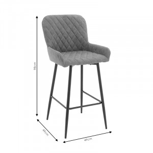 Scaun de bar Delicacy picioare metalice negre - material textil culoare gri - maro antic - Img 7