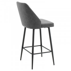 Scaun de bar Inflame inaltime piele ecologica antracit - metal negru - Img 2