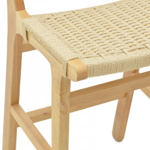 Scaun de bar Julien lemn de arbore de cauciuc culoare lemn natural - funie culoare lemn naturala 45x46x95cm - Img 5